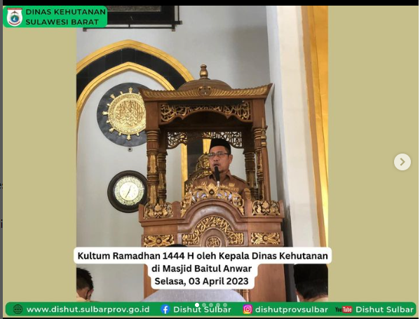 Kepala Dinas Kehutanan Sulawesi Barat Memberikan Kultum Ramadhan 1444 H